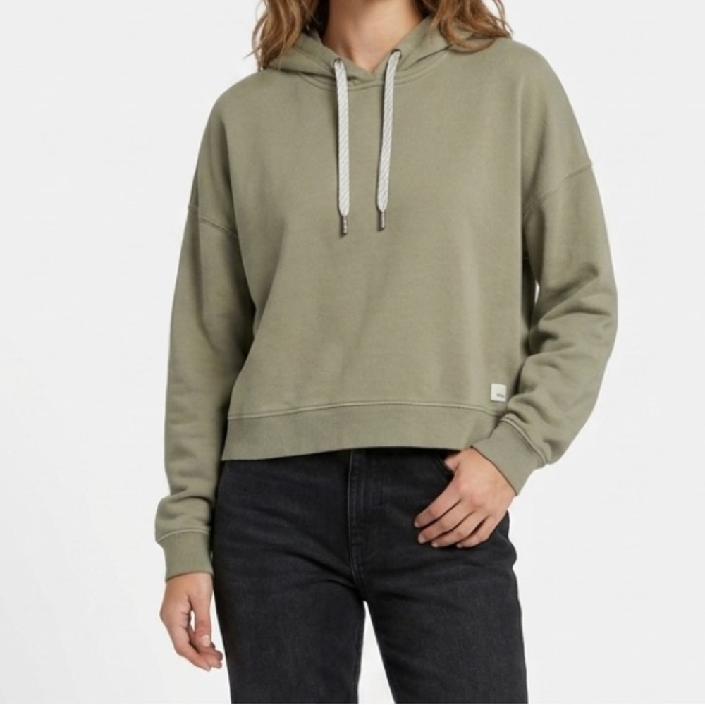 Vuori Hoodie Women’s Large Green Pullover Sweatshirt Organic Cotton Casual